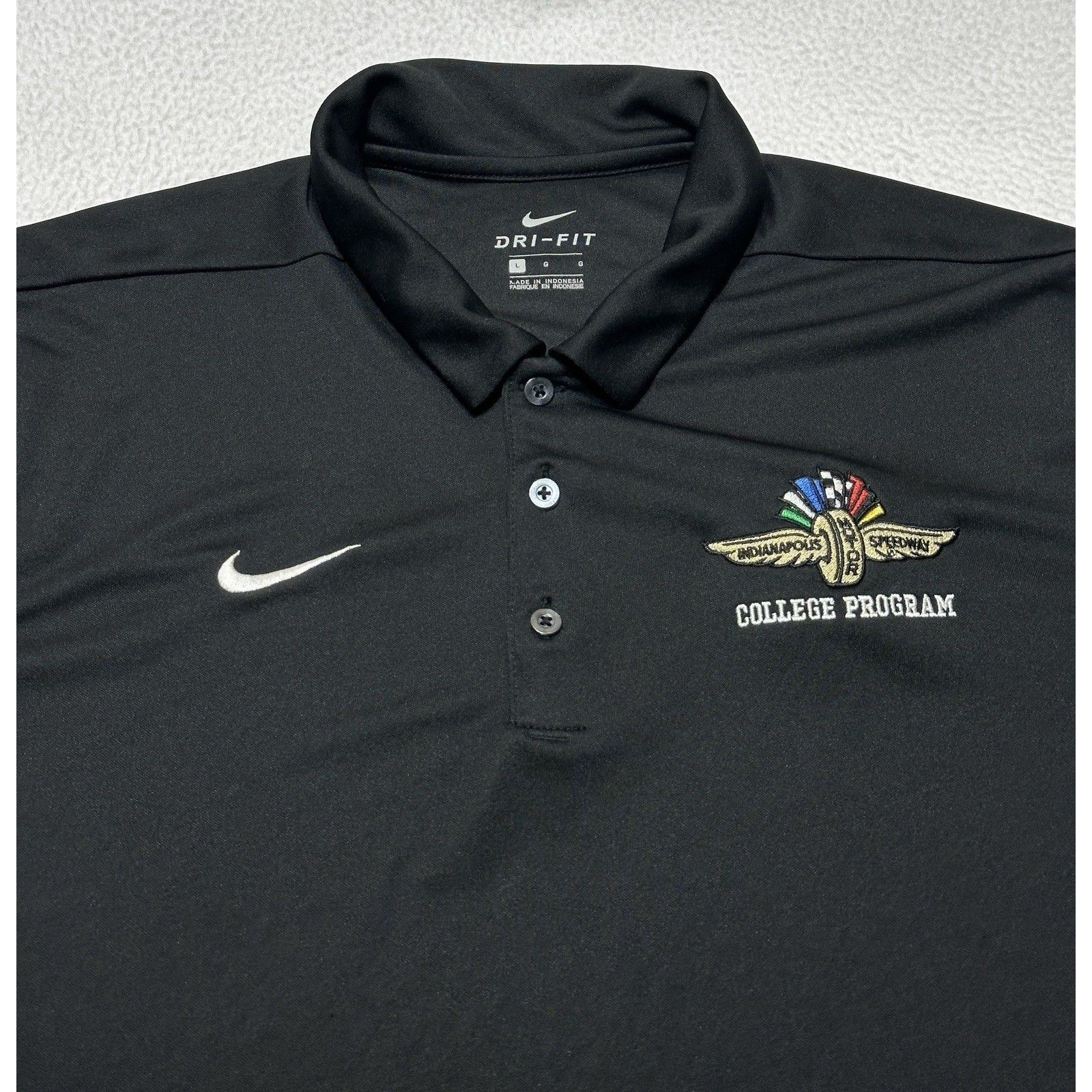 Indianapolis Motor Speedway College Program Nike Polo Indy 500 Racing Shirt Read